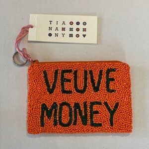 Tiana NY Beaded Coin Purse "Veuve Money" Size 5" x 3.5" Handmade